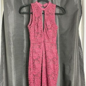 Burgundy lace fitted dress